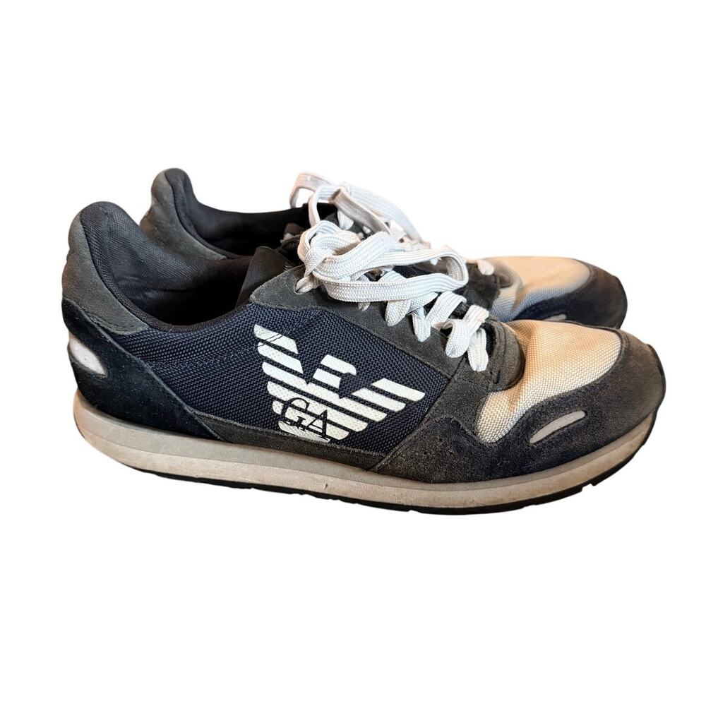 Emporio Armani Logo Sneakers Men's 8 / Women's 10 Black Navy White AUTHENTIC